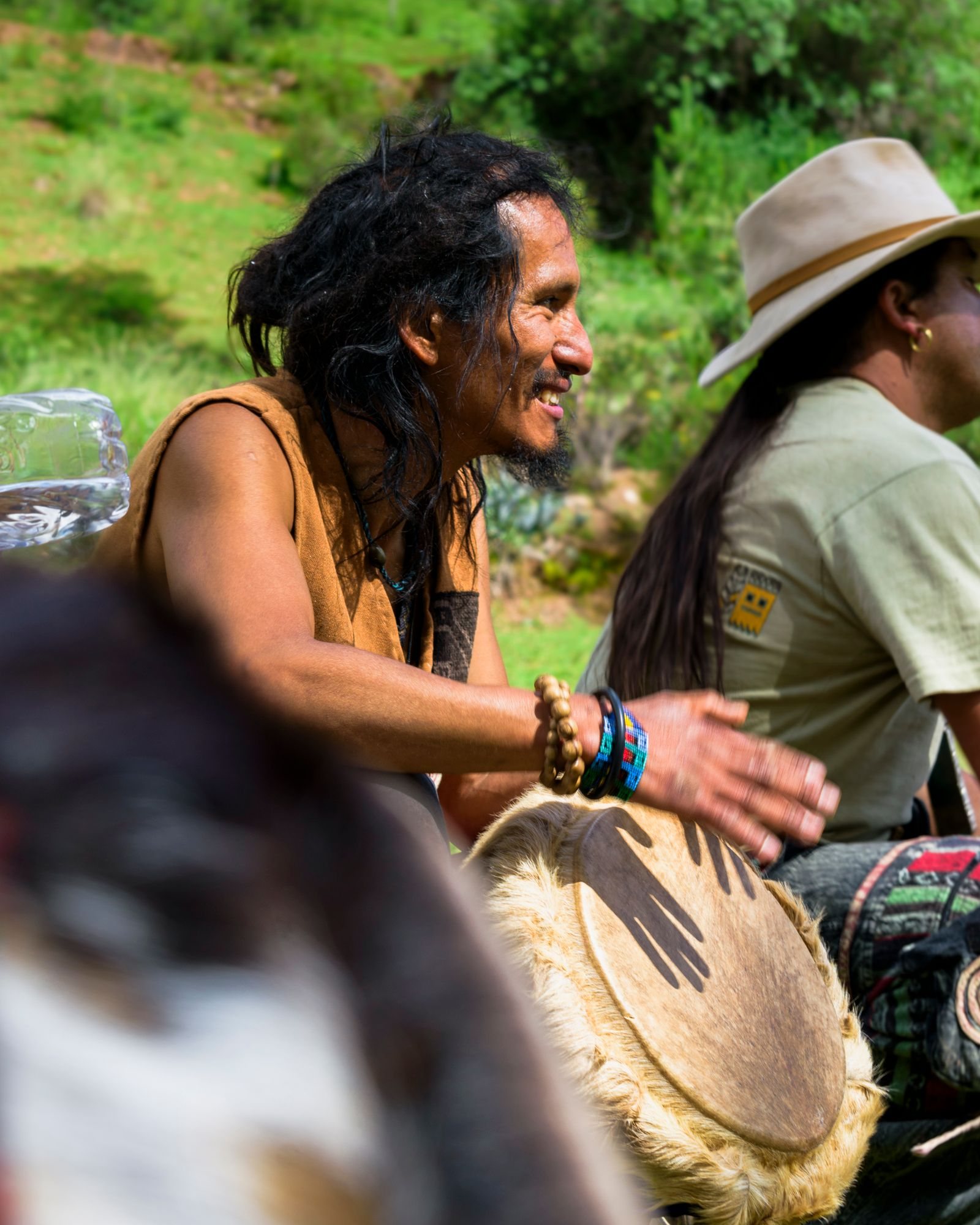 Stock photo: musicians sharing a drum circle outdoors